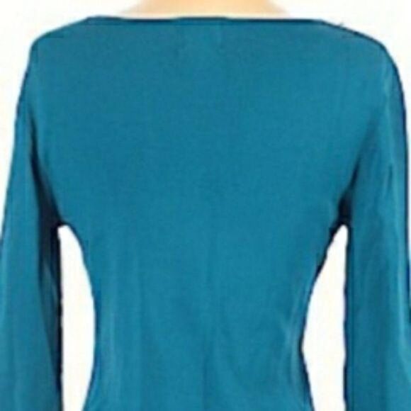 Ruby Rd. Sweater Fitted Stretch Beaded Jeweled Scoop Neck Turquoise Size S - Picture 7 of 11